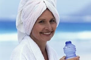 Bottles Gallery: Woman - in dressing gown and head towel-wrap
