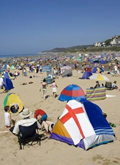 Images Dated 8th August 2006: Woolacombe, Devon, UK - Holidaymakers with tents