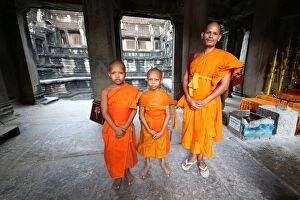 Angkor Gallery: Young Buddhist monks at Angkor Wat Temple in Siem Reap