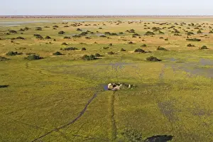 Zambia - flight over fisherman's hut Bangweuleu marshes Zambia Africa