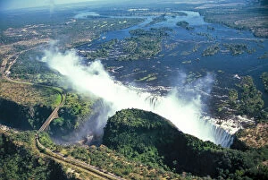 Zambia Gallery: Zambia/Zimbabwe. Aerial view of Victoria
