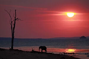 Zimbabwe, Bumi Hills. The sun sets as a